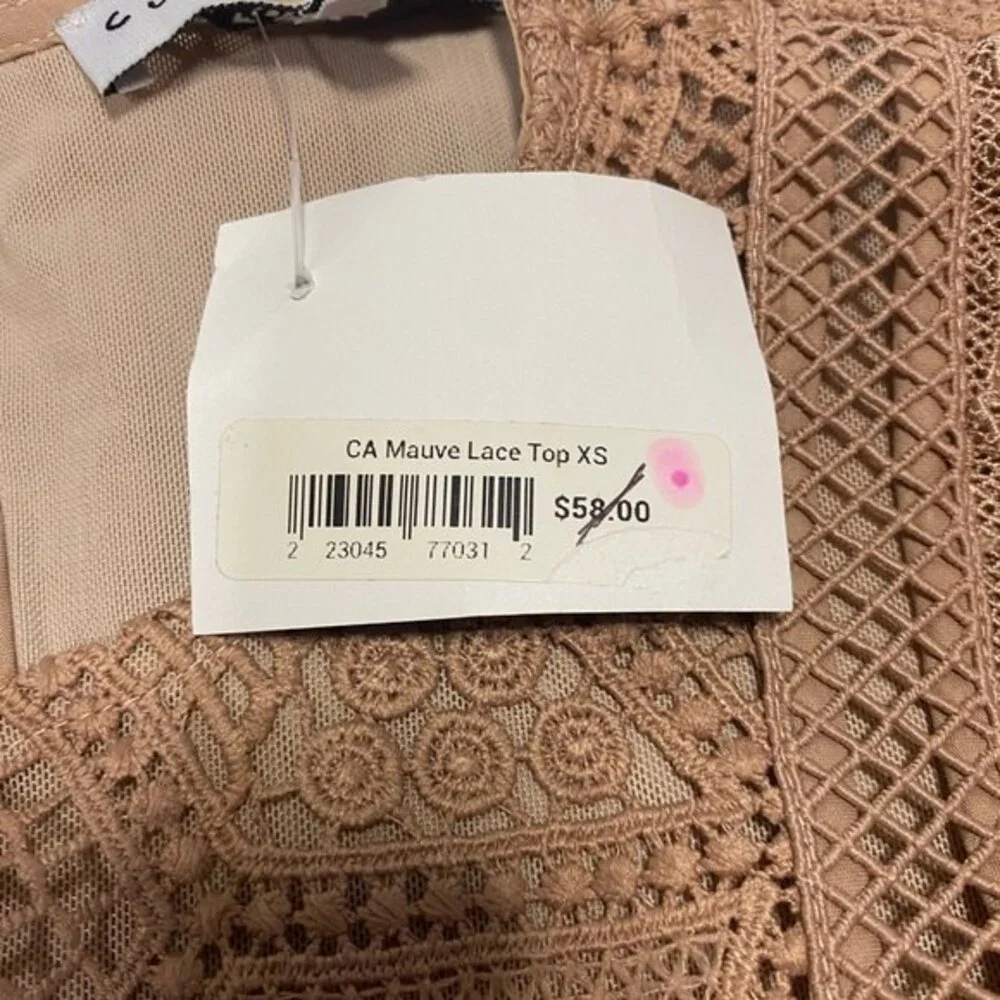 Current Air Womens Lace Top Mauve Size XS New With Tag NWT